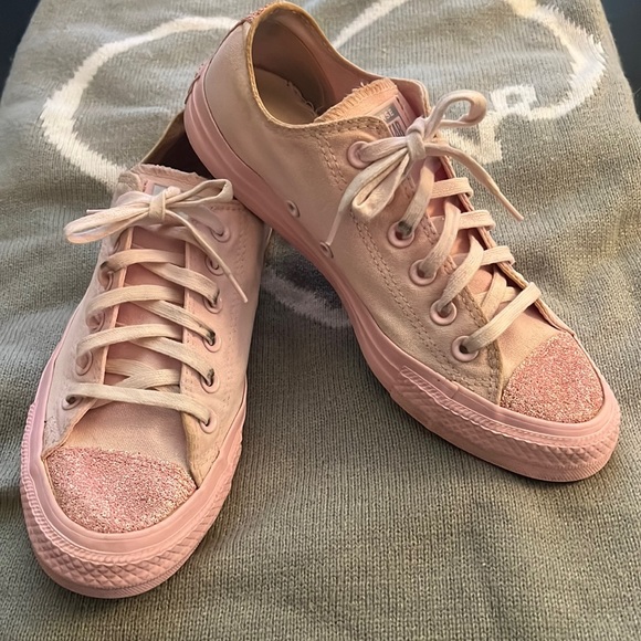 Converse Shoes - Converse All Star light pink glitter front lace up canvas Sz 8.5
